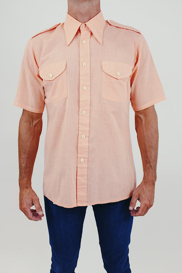men's vintage salmon short sleeve shirt