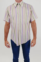 Vintage men's striped short sleeve shirt