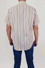 Vintage men's striped short sleeve shirt back
