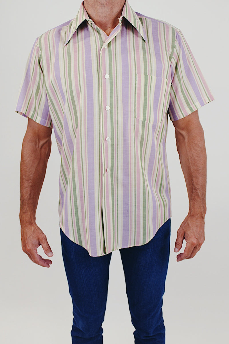 Vintage men's striped short sleeve shirt