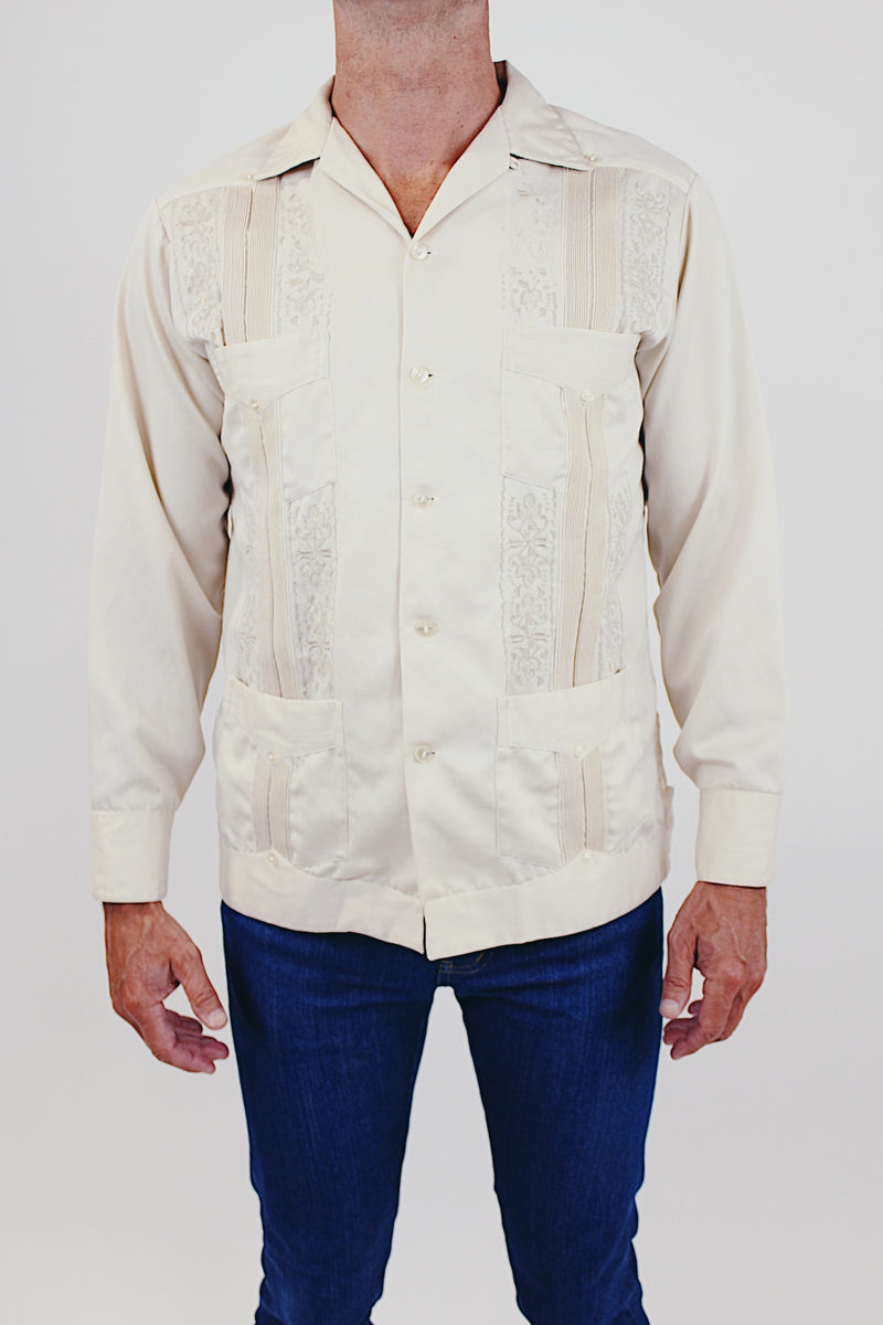 Vintage men's long sleeve embroidered shirt