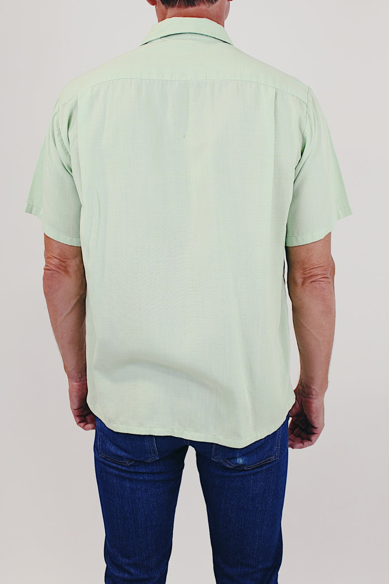 Vintage men's light green short sleeve shirt back