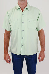 Vintage men's light green short sleeve shirt