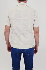 Vintage off-white men's short sleeve embroidered shirt back