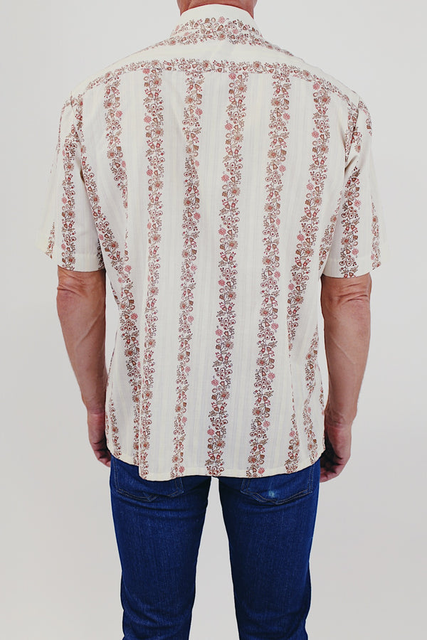 Vintage men's floral short sleeve button up back