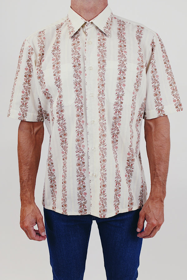 Vintage men's floral short sleeve button up