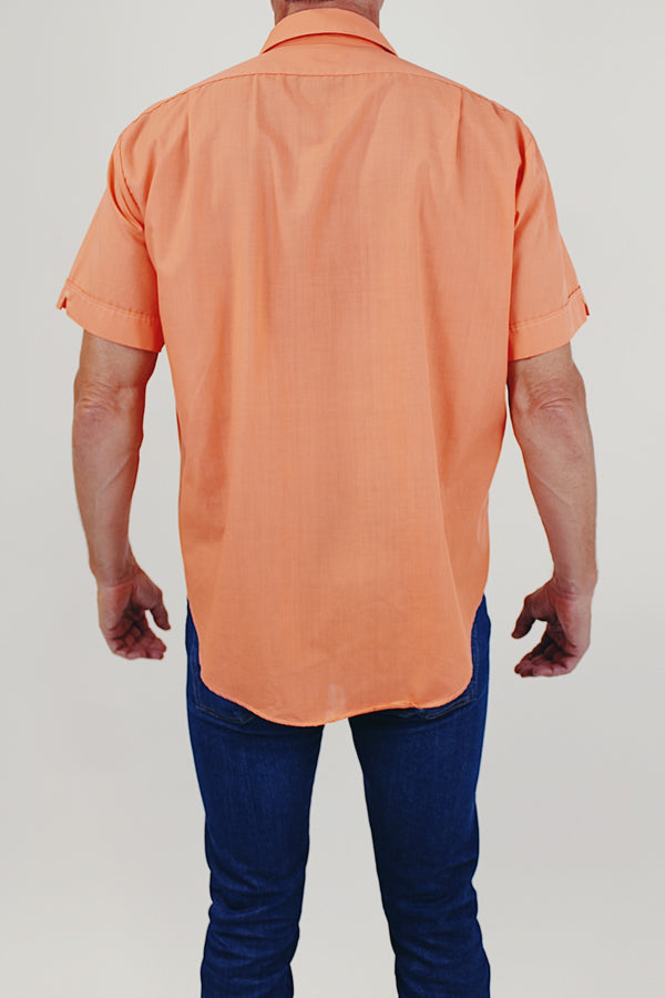 Vintage Men's Orange Short Sleeve Shirt Back