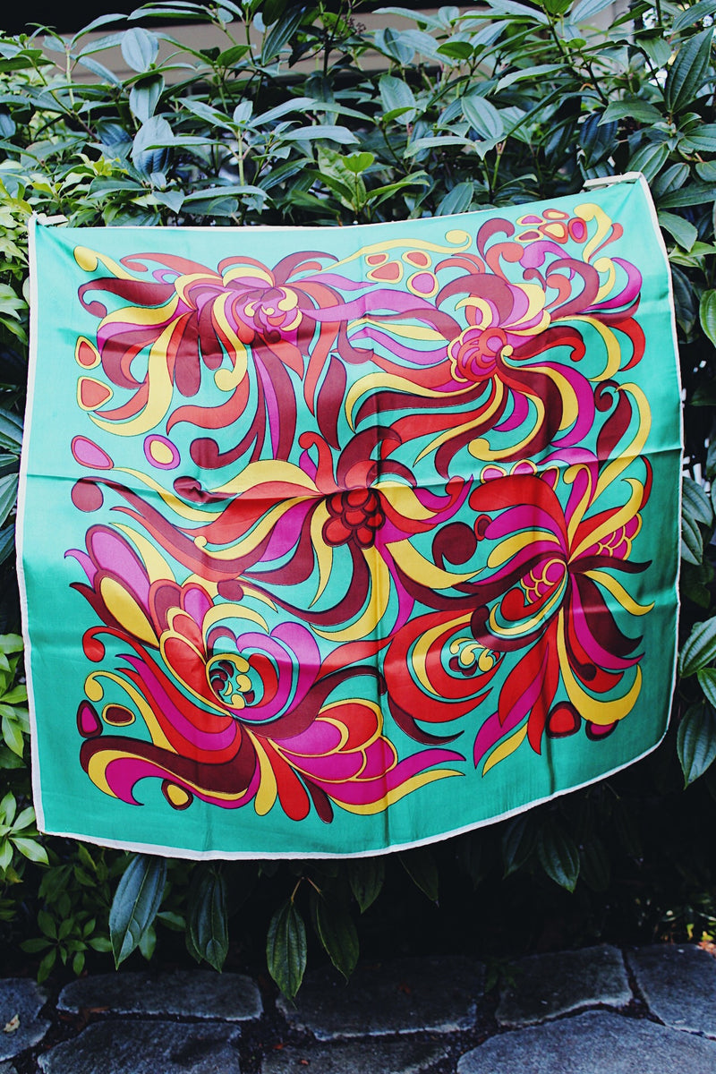 Vintage colorful abstract printed square scarf