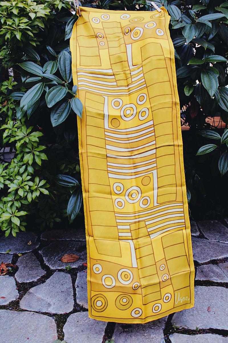 Vintage Yellow Abstract Printed Scarf