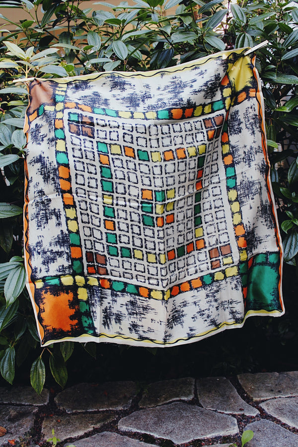 Vintage printed square scarf