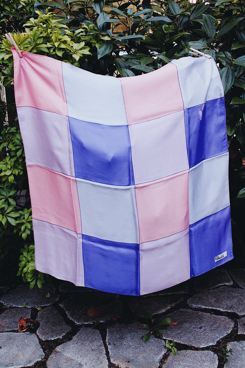 Vintage purple pink square printed scarf