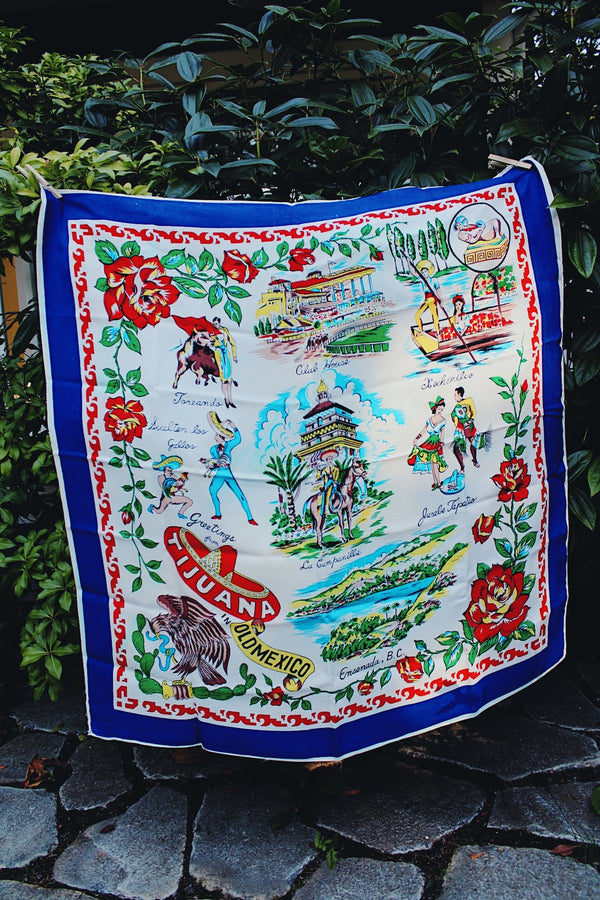 Vintage mexican souvenir square scarf