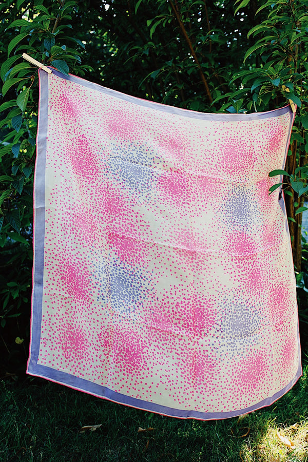 vintage pink purple polka dot scarf