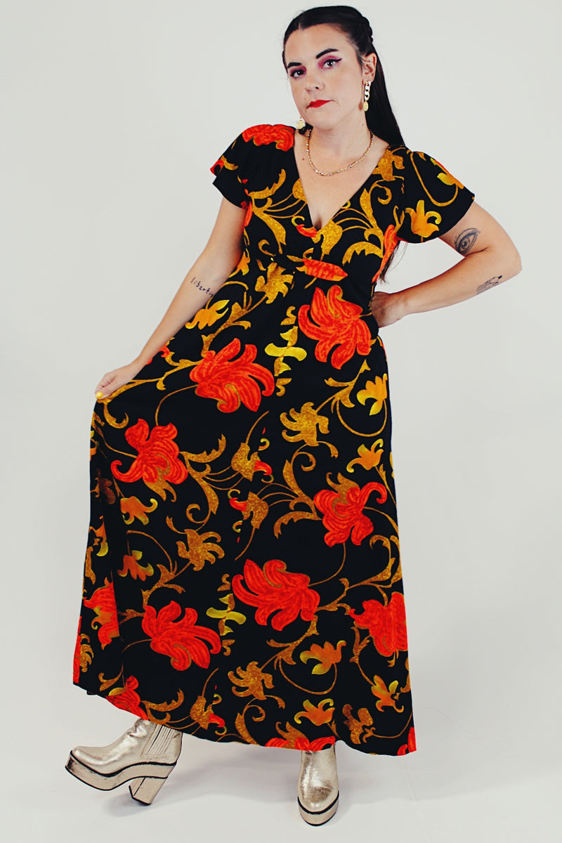 vintage maxi floral dress front