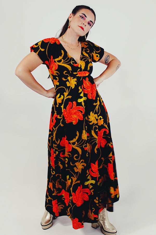 vintage maxi floral dress front