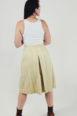 Tan vintage striped palazzo shorts back