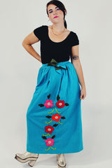 Embroidered Maxi Wrap Skirt Front