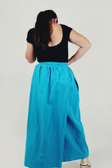 Blue Embroidered Maxi Wrap Skirt back