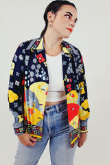 printed colorful vintage button up blouse open front