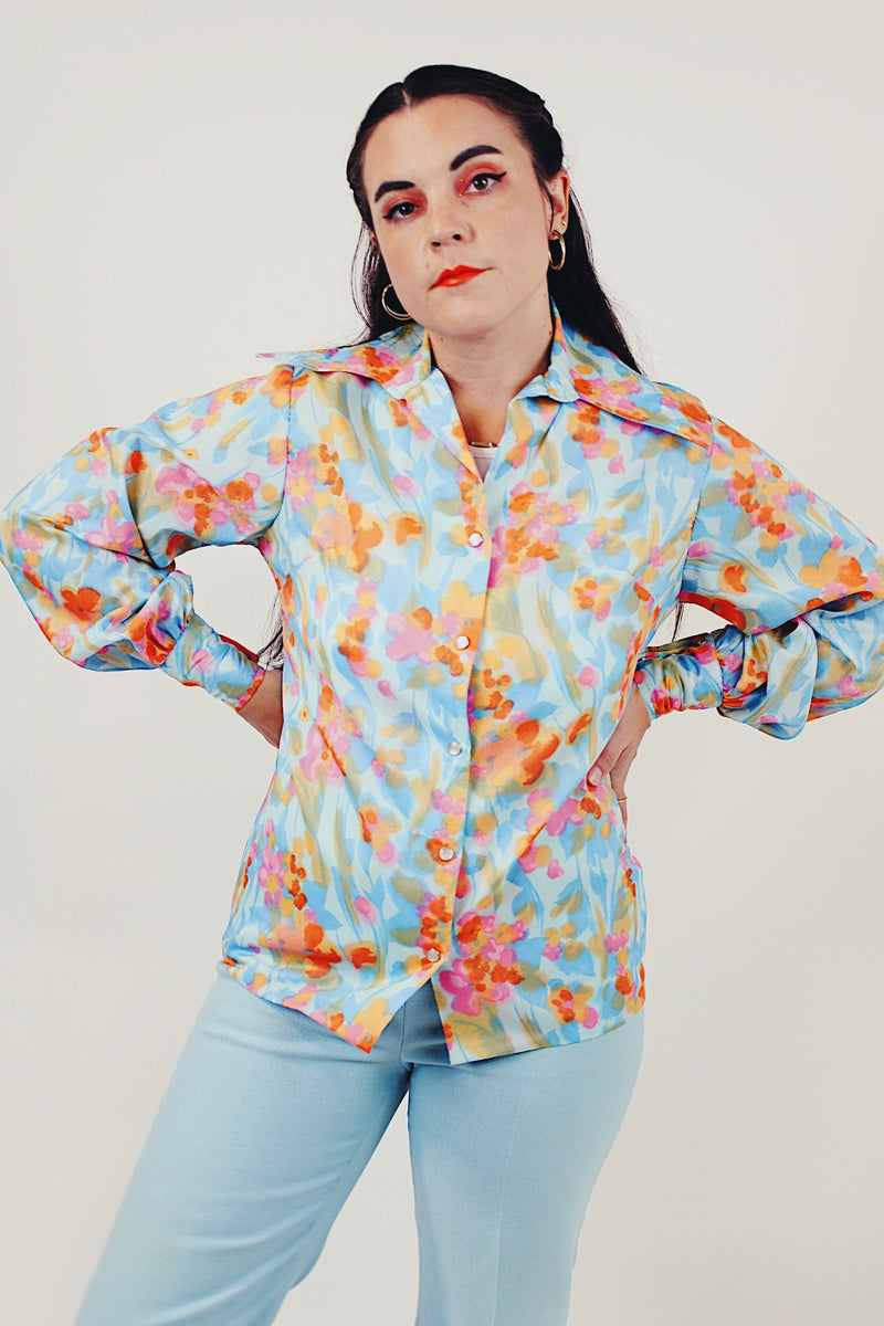 retro pastel vintage button up blouse