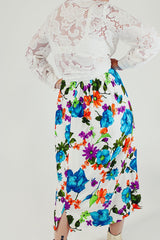 floral printed midi skirt with tie back