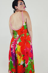 vintage sleeveless Hawaiian maxi dress back