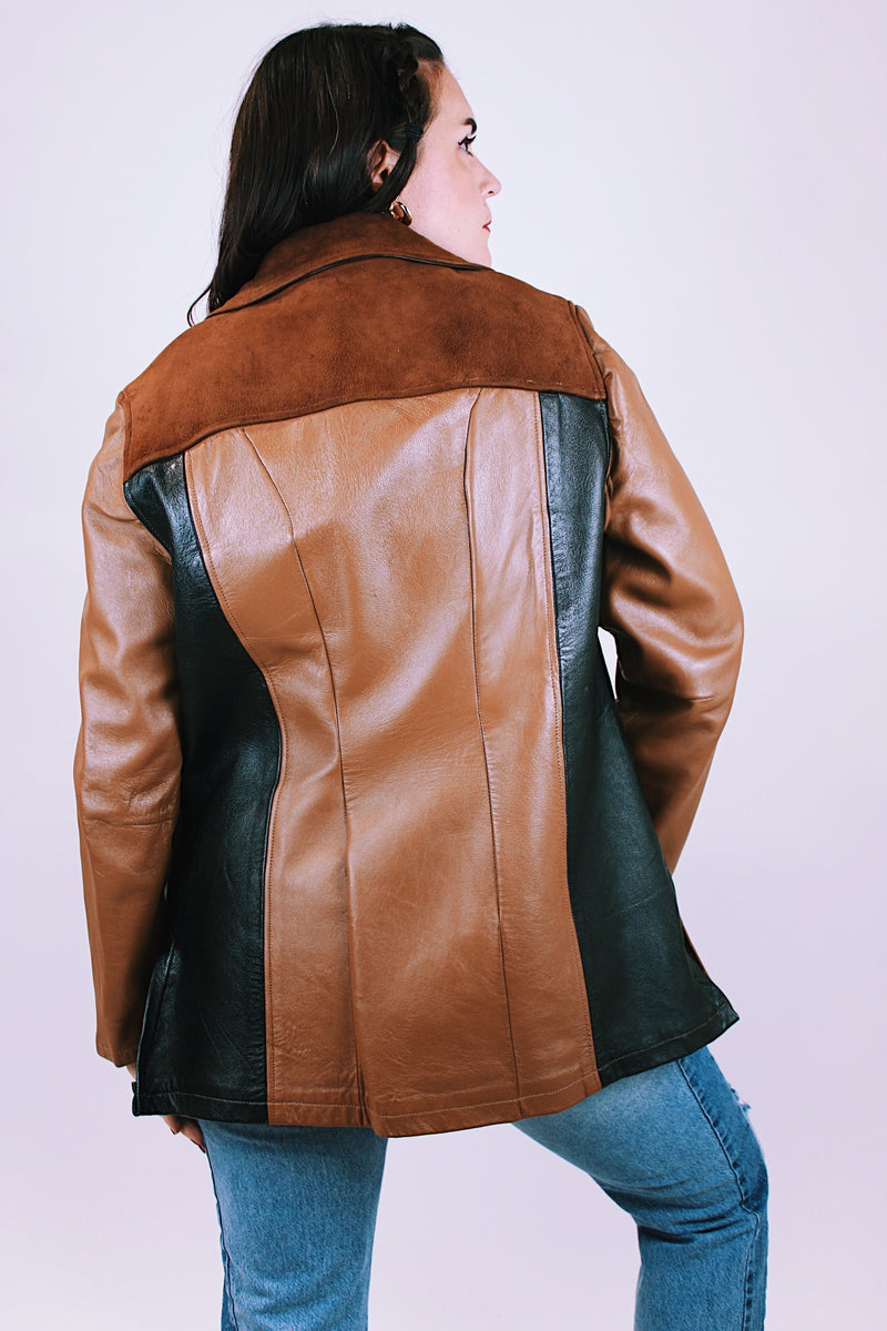 Two Tone Brown Leather Jacket