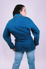 women's vintage 1970's denim jacket with zip up front