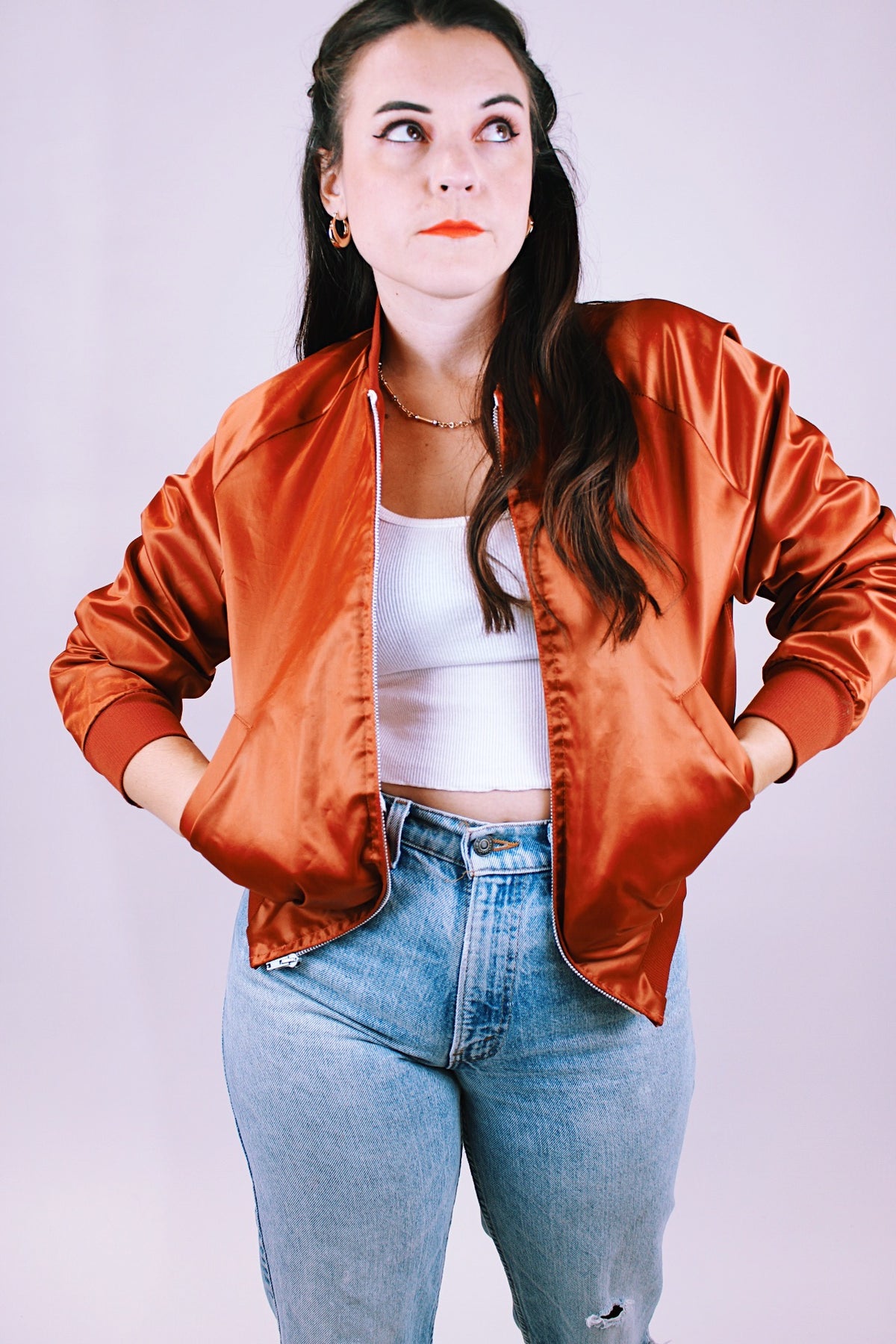 1980's Satin Bomber Jacket Live Forever Vintage